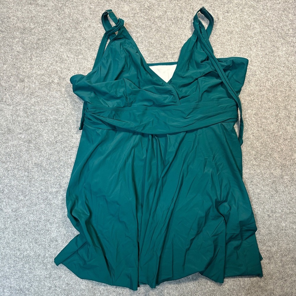 Bloomchic Surplice Swim Dress 22-24 Teal Blue Plus Size Modest Coverage